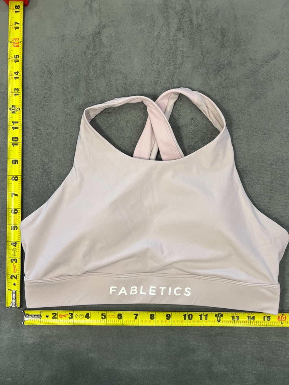 Fabletics Light Mauve High-Neck Sports Bra with Logo Band L/XL - Picture 5 of 8
